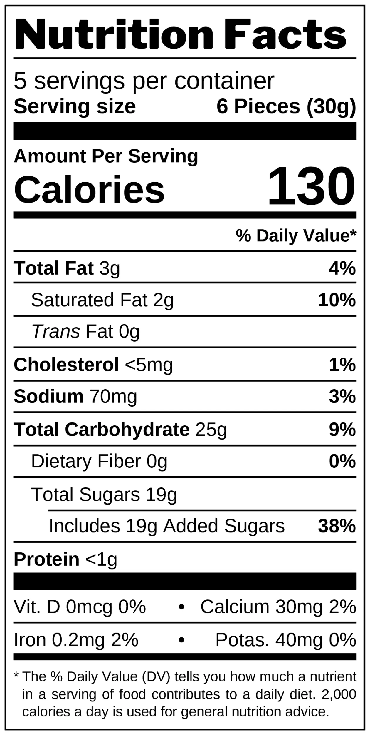 Almond Cream Caramels nutrition facts