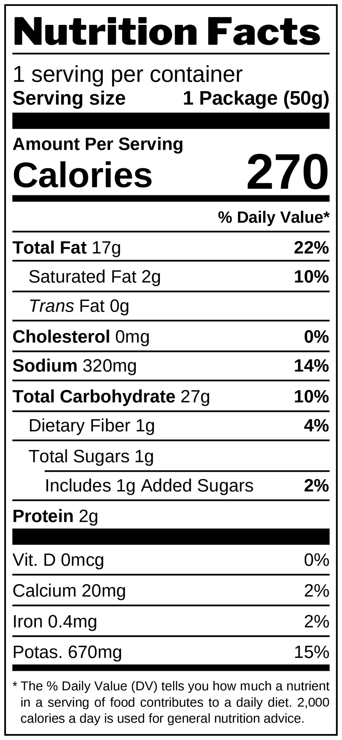 Sparkling Wine Potato Chips nutrition facts