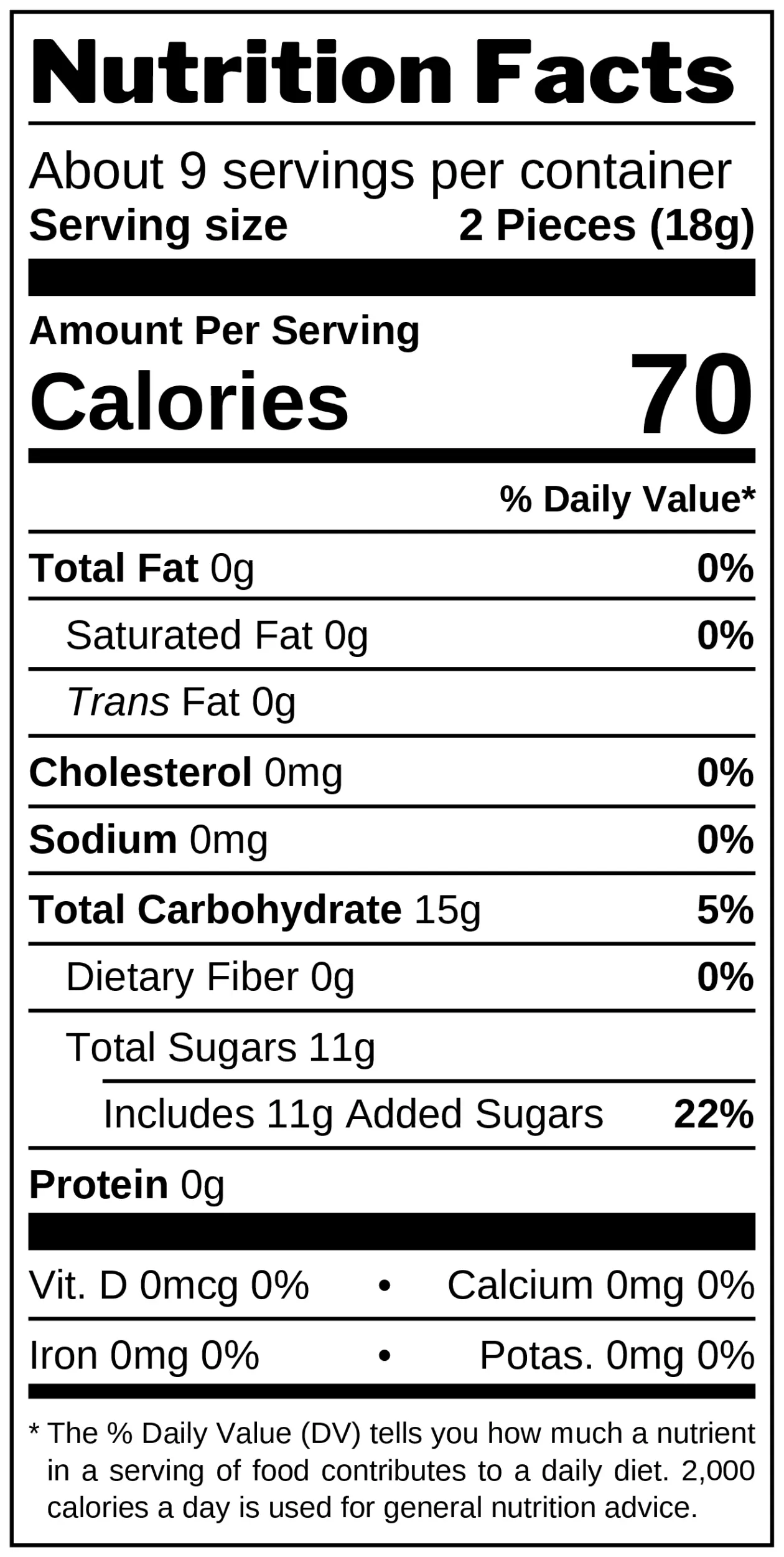 Iron Brew-Flavored Humbug nutrition facts