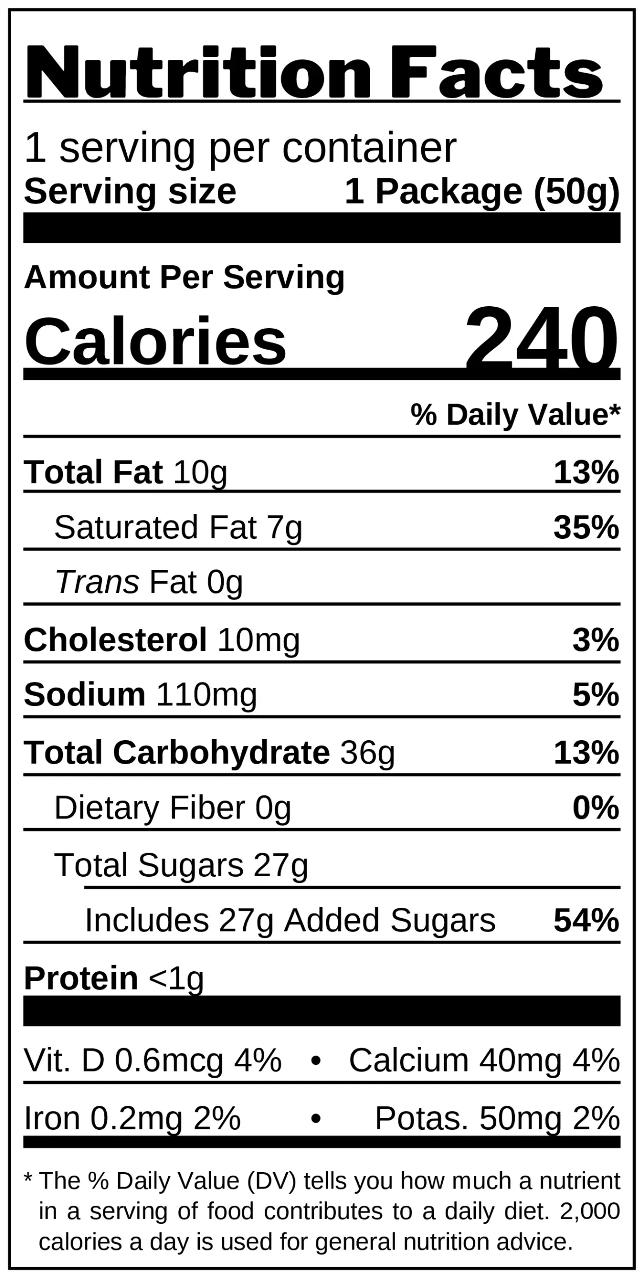 Yummy Banana Toffee nutrition facts