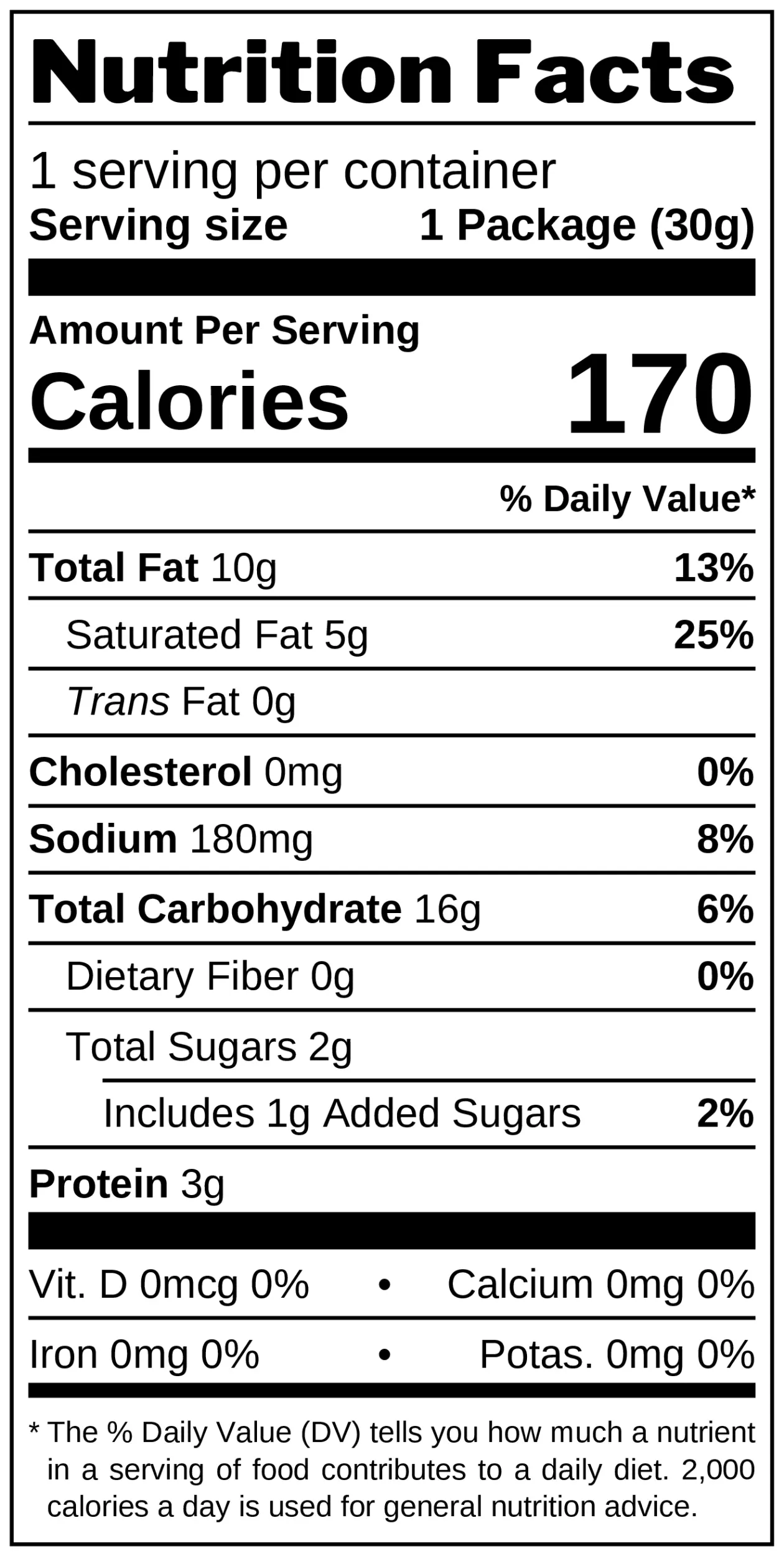 Cream & Onion Chips nutrition facts