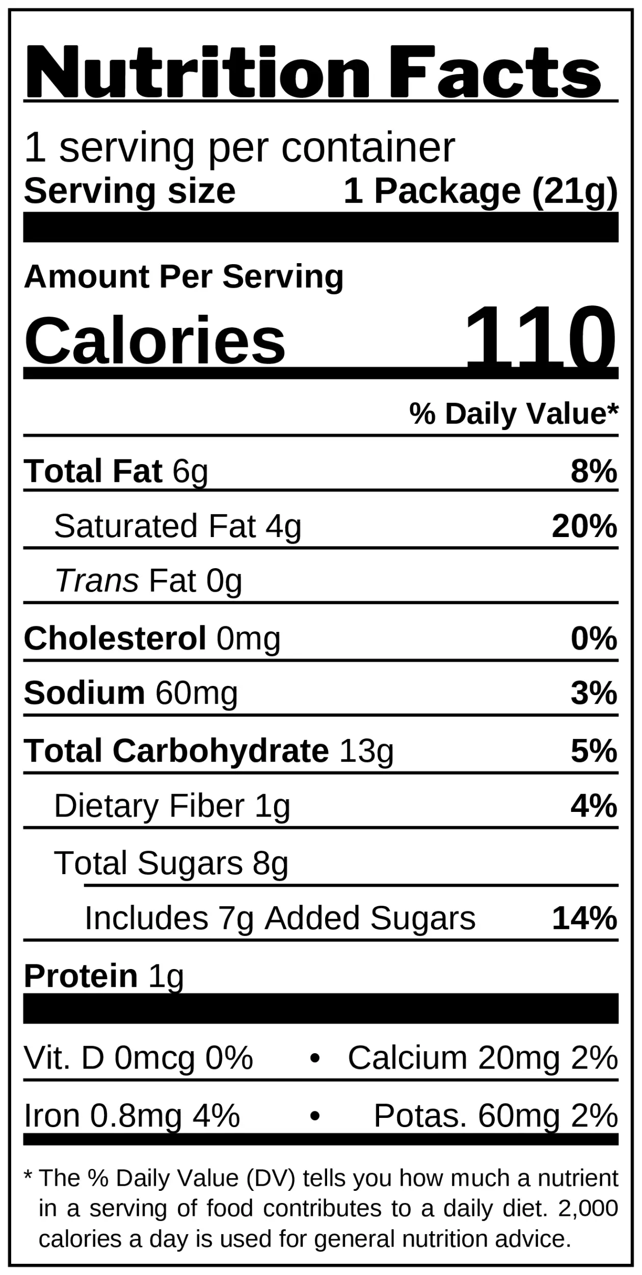 Black Thunder Chocolate Original Bar nutrition facts