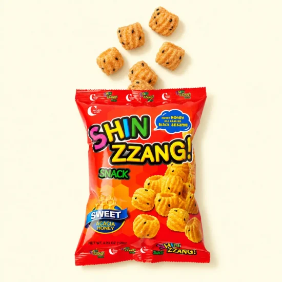 Shin Zzang Honey & Roasted Black Sesame Puffs | Universal Yums