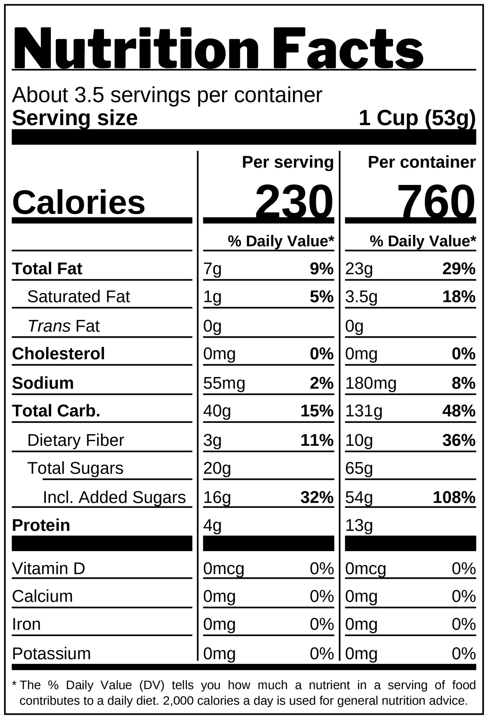 Oho Kramsi Chocolate Taste nutrition facts