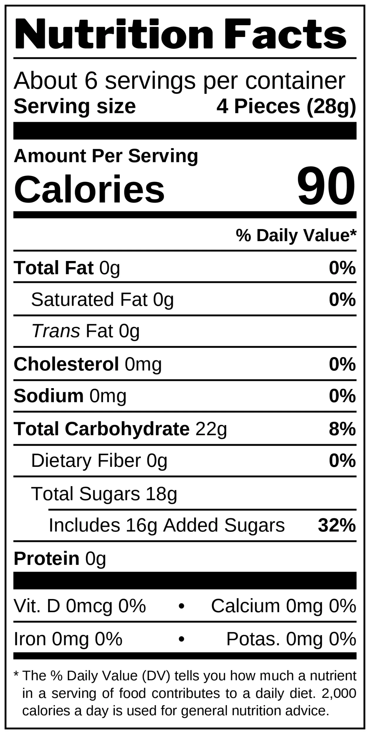 Blueberry & Mango Jellies nutrition facts