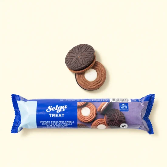 Double Choco Biscuits with Salted Vanilla Filling Package