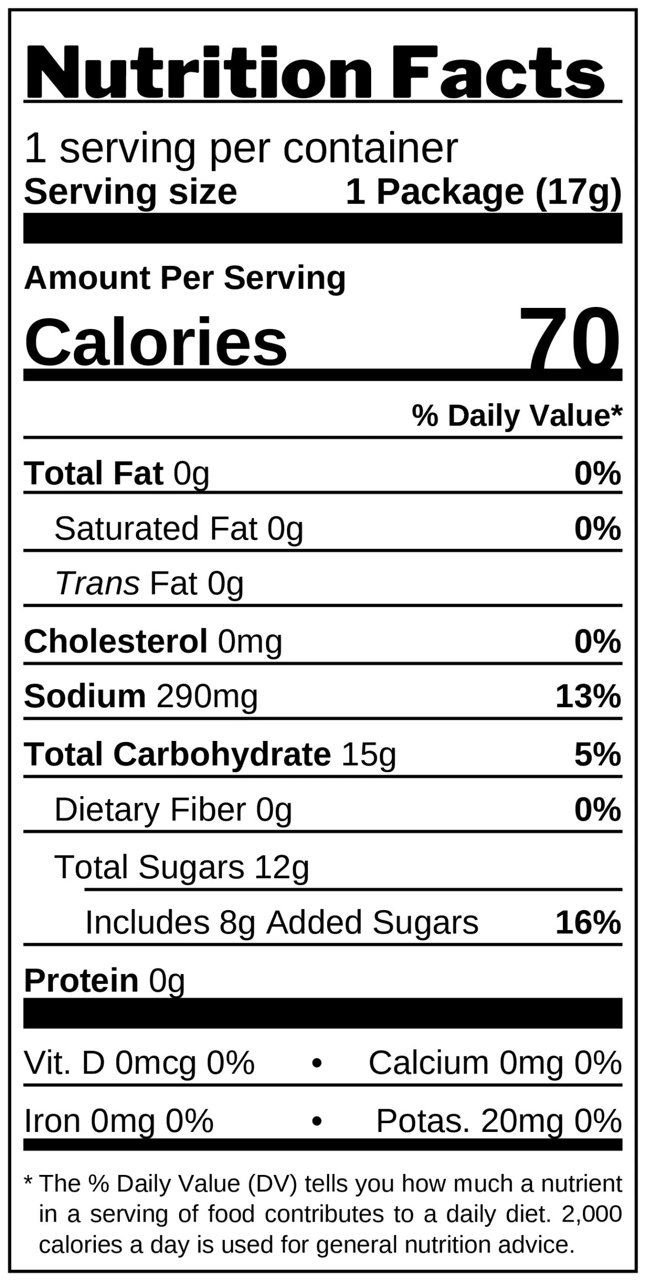 Sweet & Spicy Mango Lollipop nutrition facts
