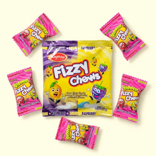 Lemon & Raspberry Sour Fizzy Chews Package