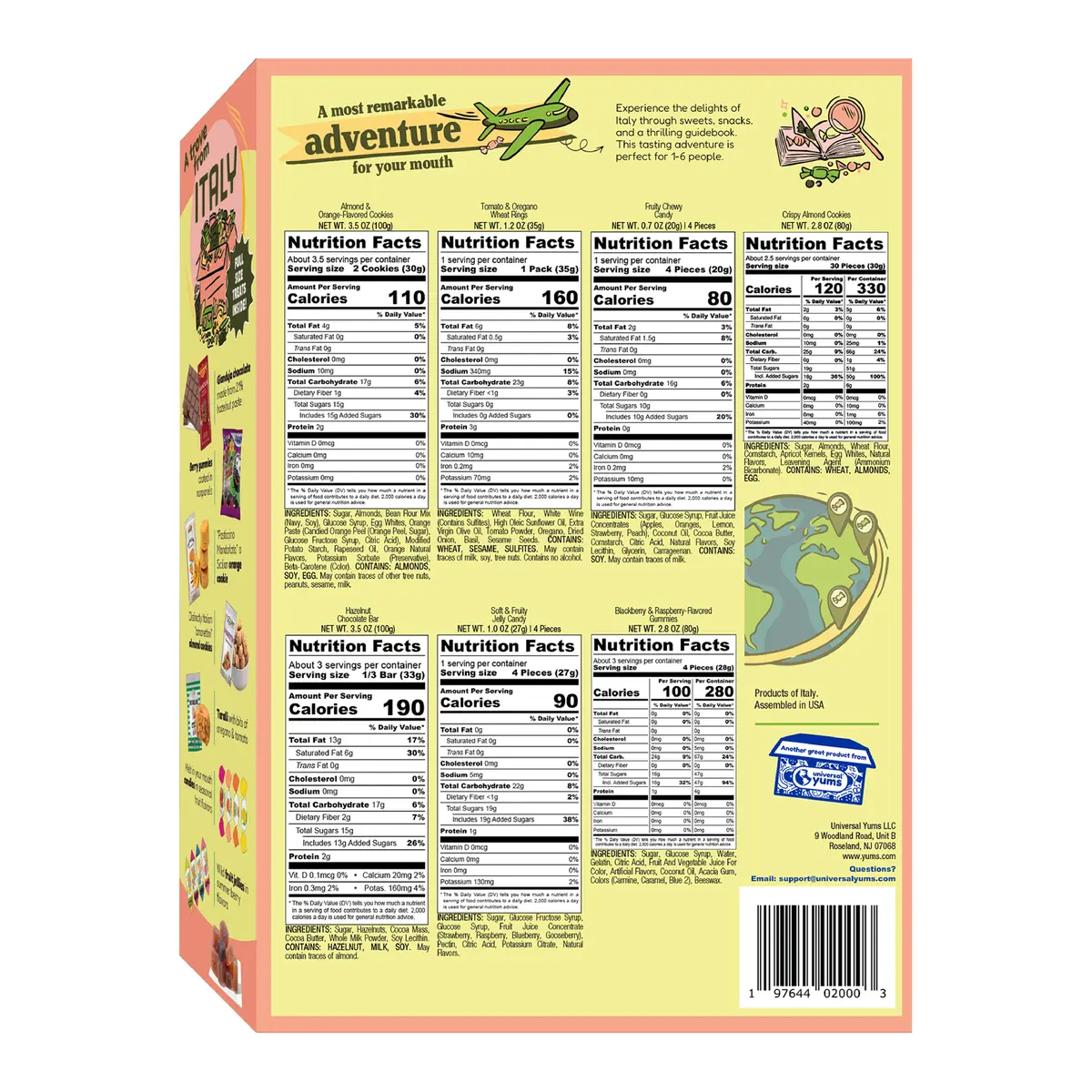Italy Tasting Adventure nutrition facts