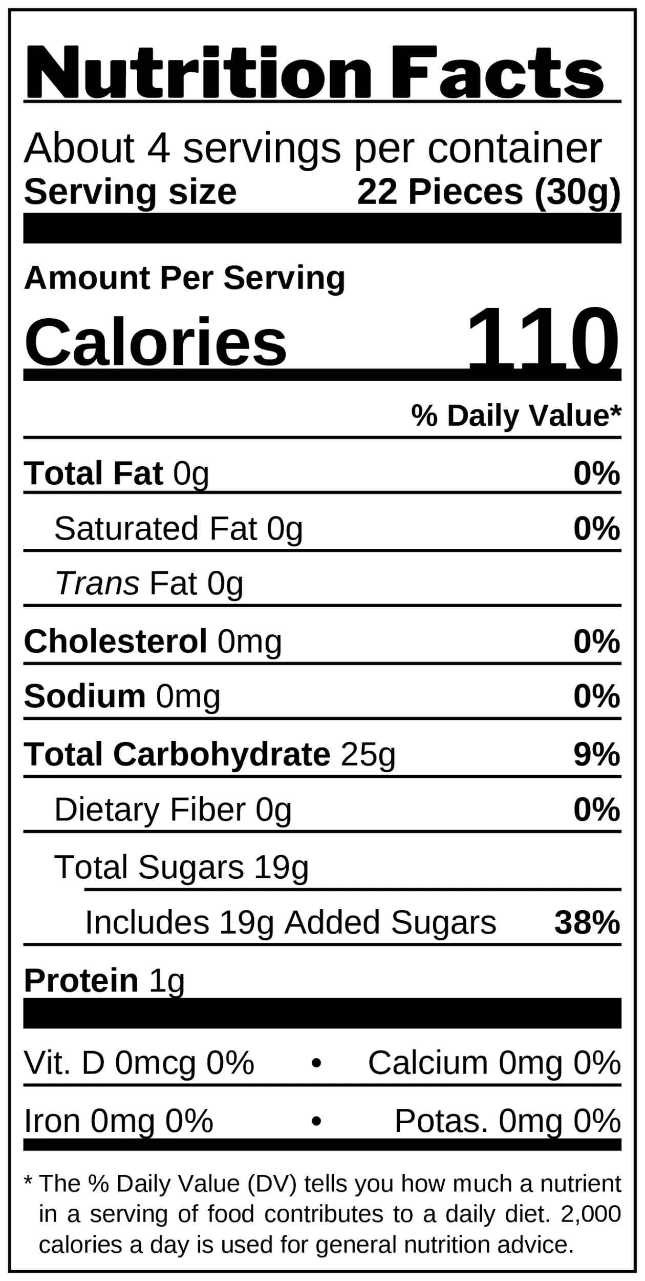 Fruit-Flavored, Car-Shaped Gummies nutrition facts