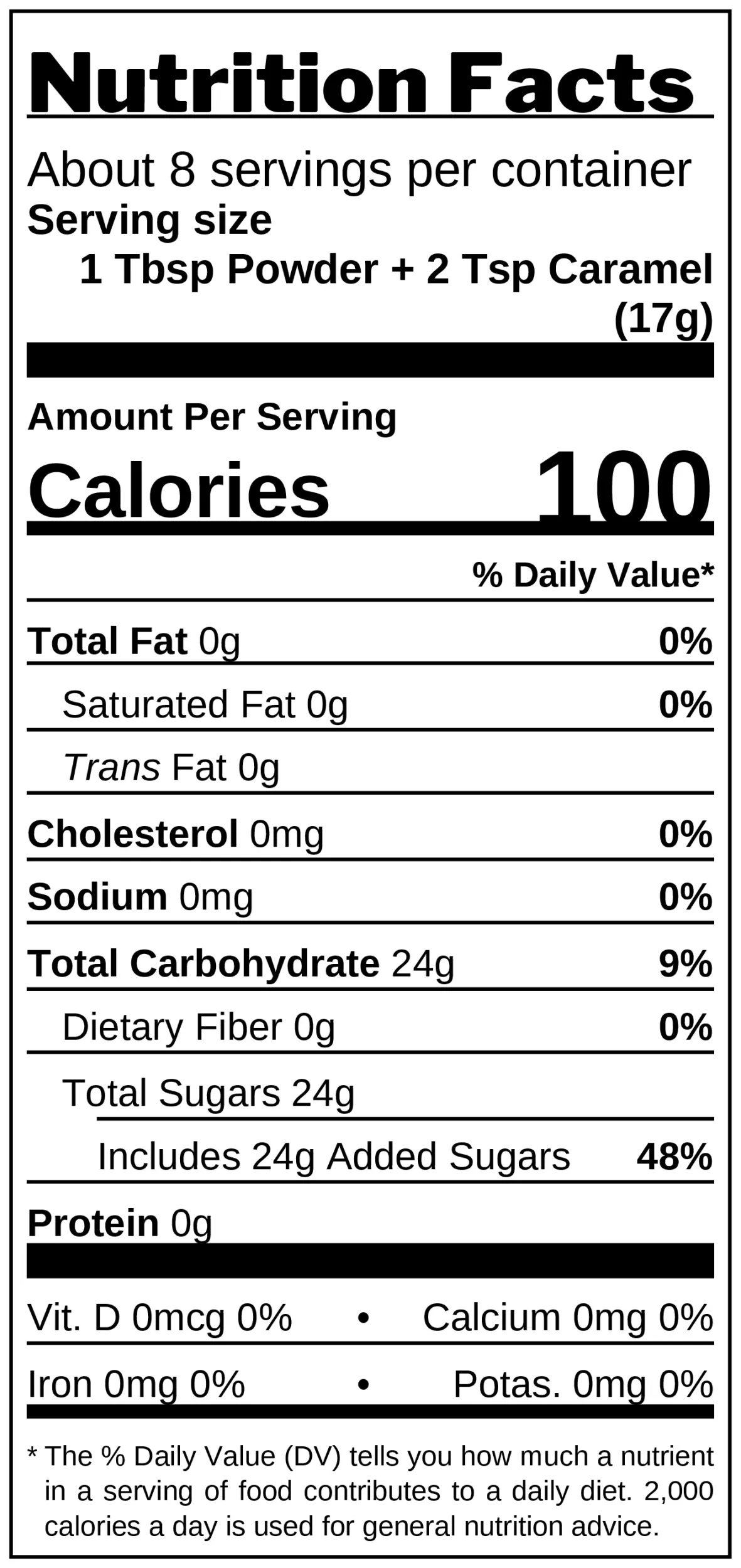 Vanilla with Caramel Custard Mix Flan nutrition facts