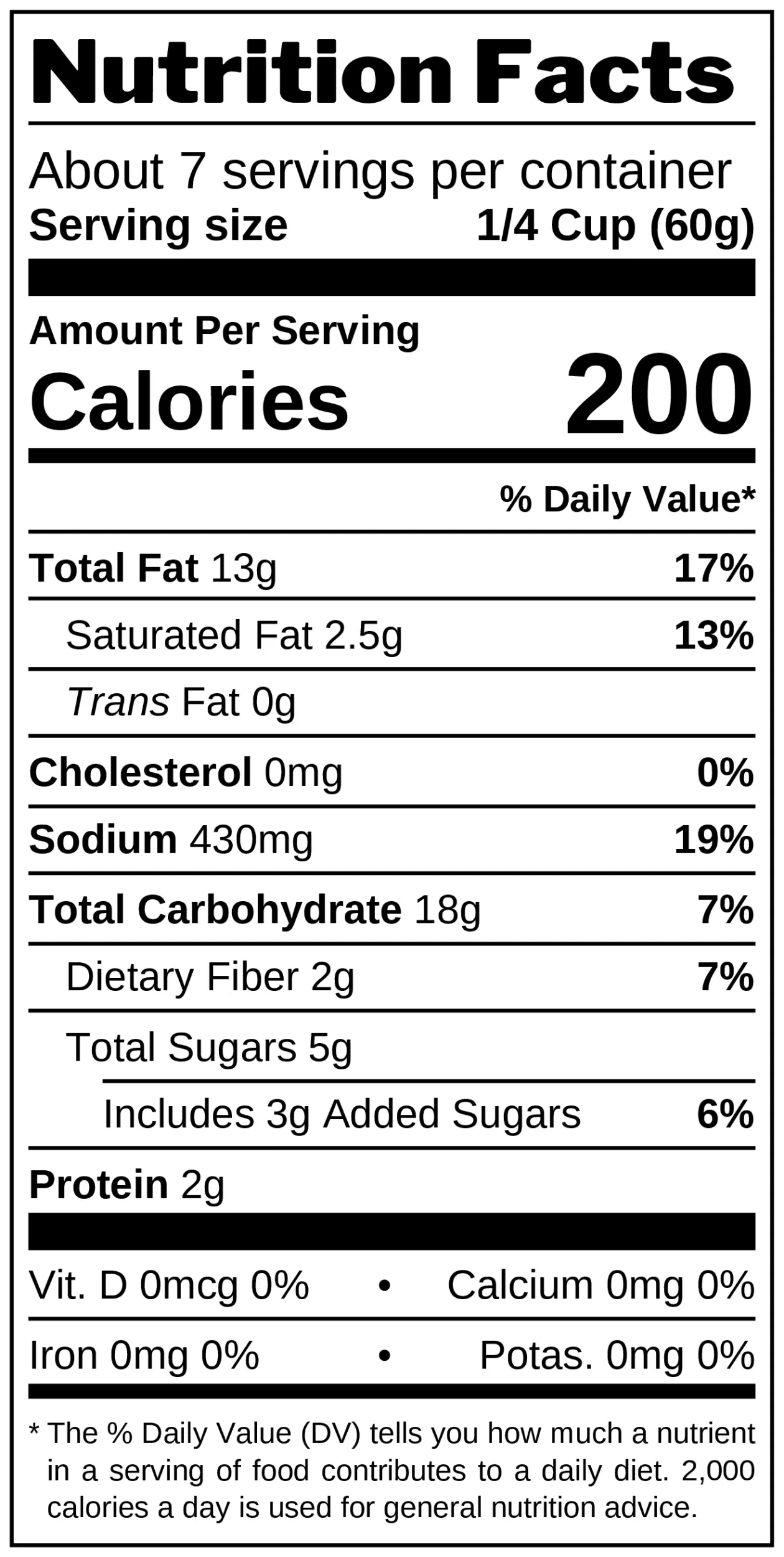 Chili Cheese Sauce nutrition facts