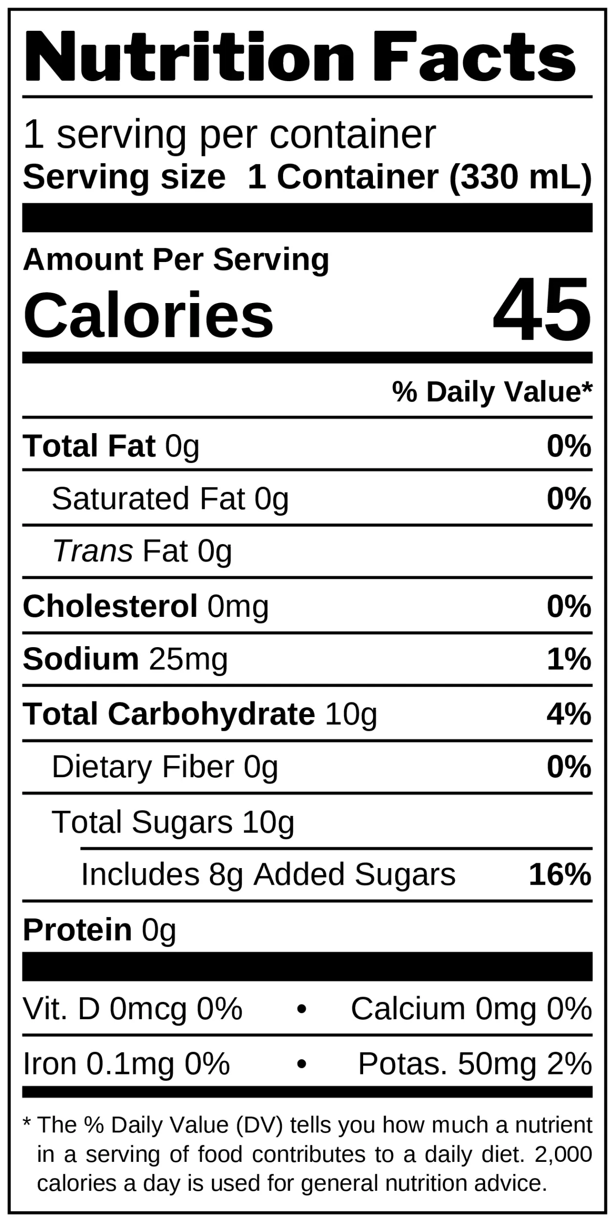 Passion Fruit Soda nutrition facts